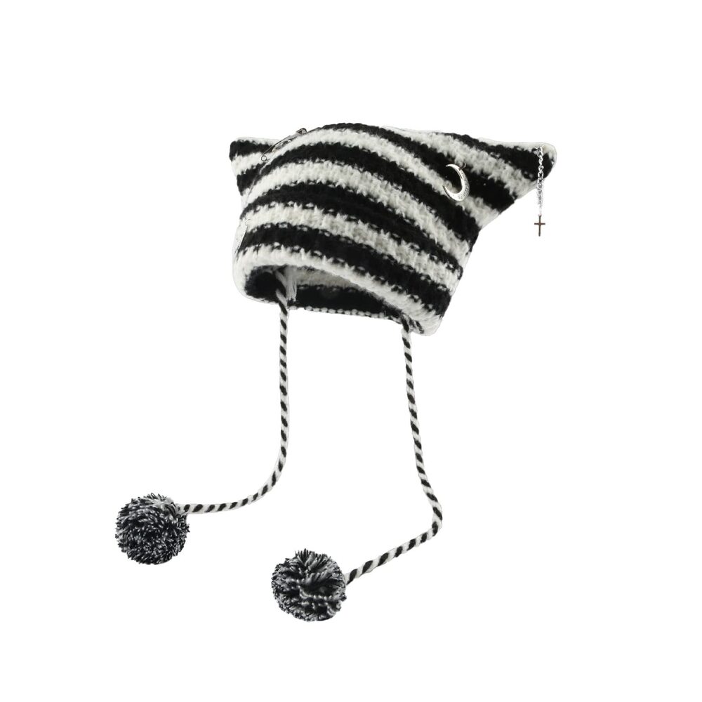 6887 Crochet Hats Vintage Beanies Fox Hat Grunge Goth Beanies Hat Y2K